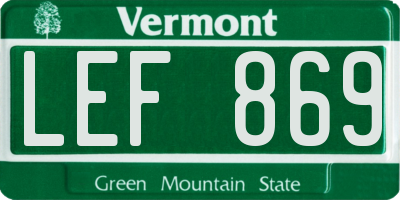 VT license plate LEF869