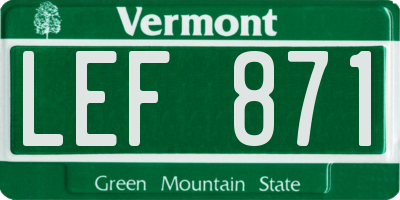 VT license plate LEF871