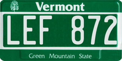 VT license plate LEF872
