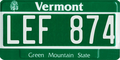VT license plate LEF874