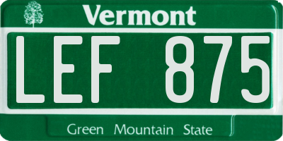 VT license plate LEF875