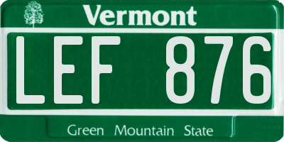 VT license plate LEF876