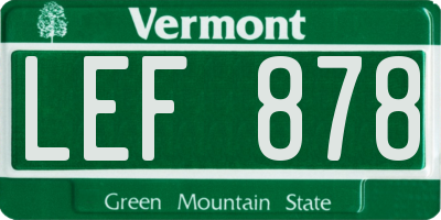 VT license plate LEF878