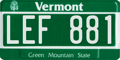 VT license plate LEF881