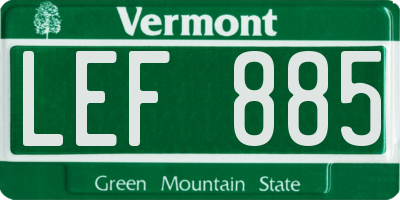 VT license plate LEF885