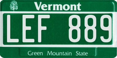 VT license plate LEF889