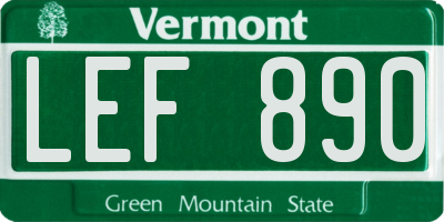 VT license plate LEF890