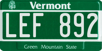 VT license plate LEF892