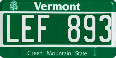 VT license plate LEF893