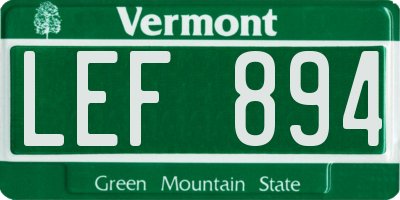 VT license plate LEF894