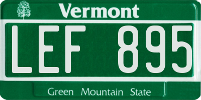 VT license plate LEF895