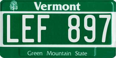 VT license plate LEF897