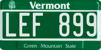 VT license plate LEF899