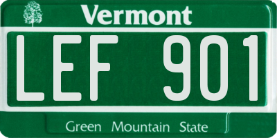 VT license plate LEF901