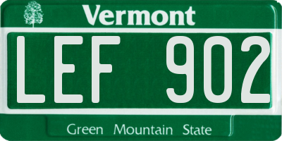 VT license plate LEF902