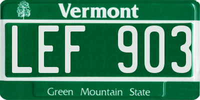 VT license plate LEF903