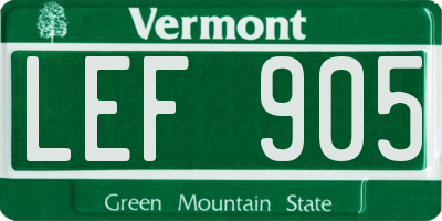 VT license plate LEF905