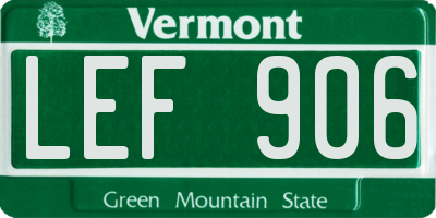 VT license plate LEF906