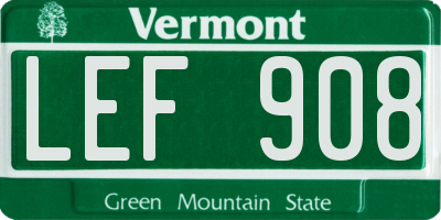 VT license plate LEF908