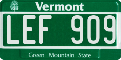VT license plate LEF909