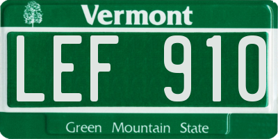 VT license plate LEF910
