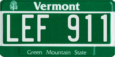 VT license plate LEF911