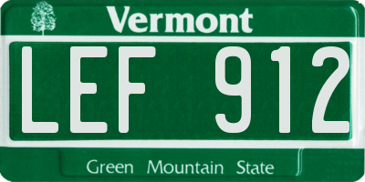 VT license plate LEF912