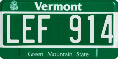 VT license plate LEF914