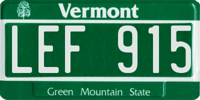 VT license plate LEF915