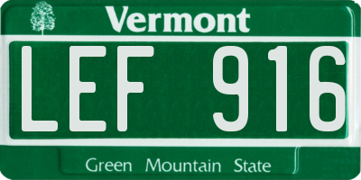 VT license plate LEF916