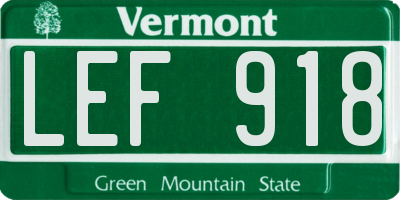 VT license plate LEF918