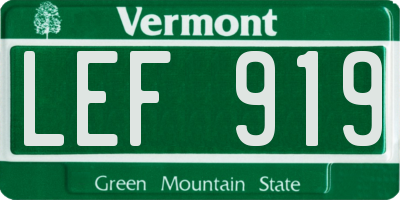 VT license plate LEF919