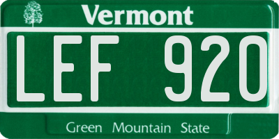 VT license plate LEF920