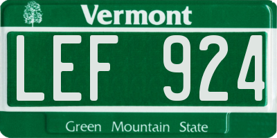 VT license plate LEF924