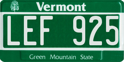 VT license plate LEF925