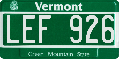 VT license plate LEF926