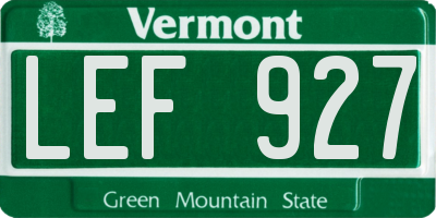 VT license plate LEF927