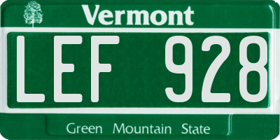VT license plate LEF928