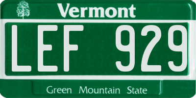 VT license plate LEF929