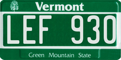 VT license plate LEF930