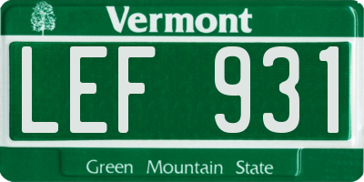 VT license plate LEF931
