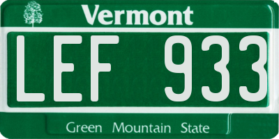VT license plate LEF933