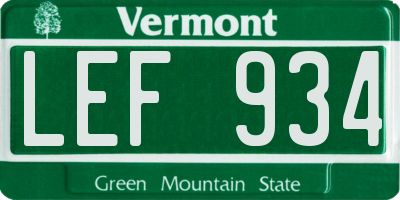 VT license plate LEF934