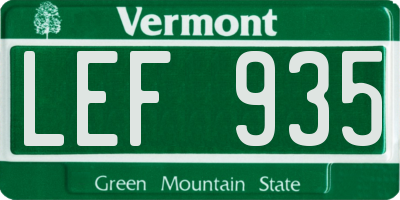VT license plate LEF935