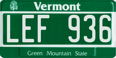 VT license plate LEF936
