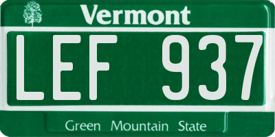 VT license plate LEF937