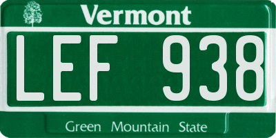 VT license plate LEF938