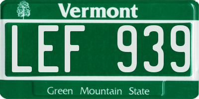 VT license plate LEF939