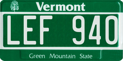 VT license plate LEF940