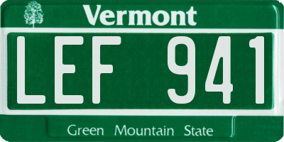 VT license plate LEF941